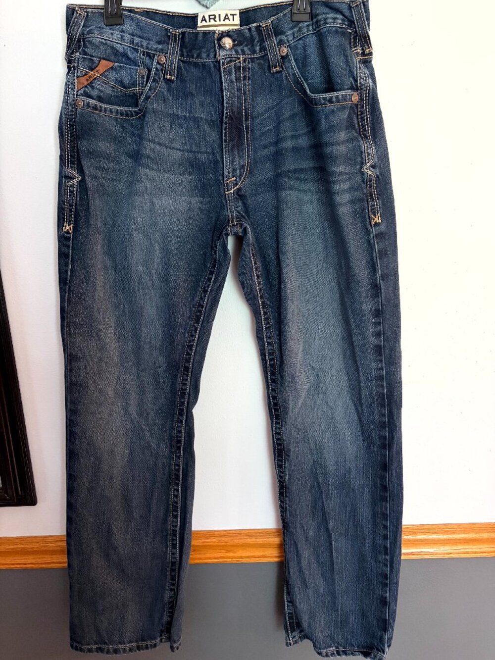 Ariat Mens M5 Straight Leg Blue Denim Jeans Size 36x32 Western Cowboy Stretch